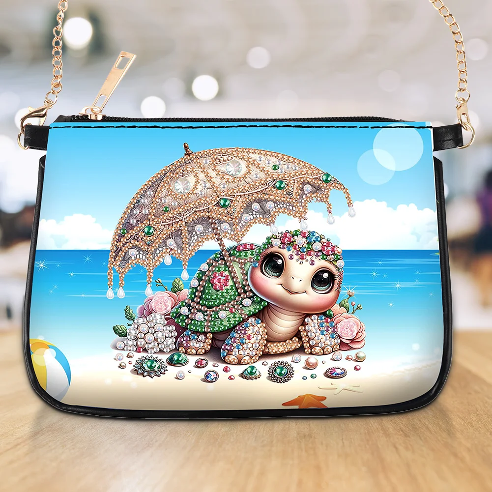 Beach Turtle Diamond Painting Coin Chain Purse 5D DIY Diamond Handmade Chain Bag