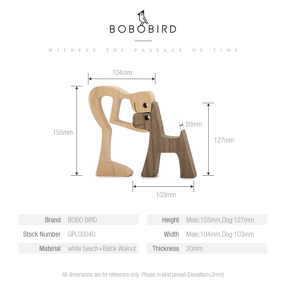 Puppy Family Wood Dog Carving Ornaments Decoration Home Decor Figurine Desktop Table Ornament Sculptures For Dog Pet Lover Gifts