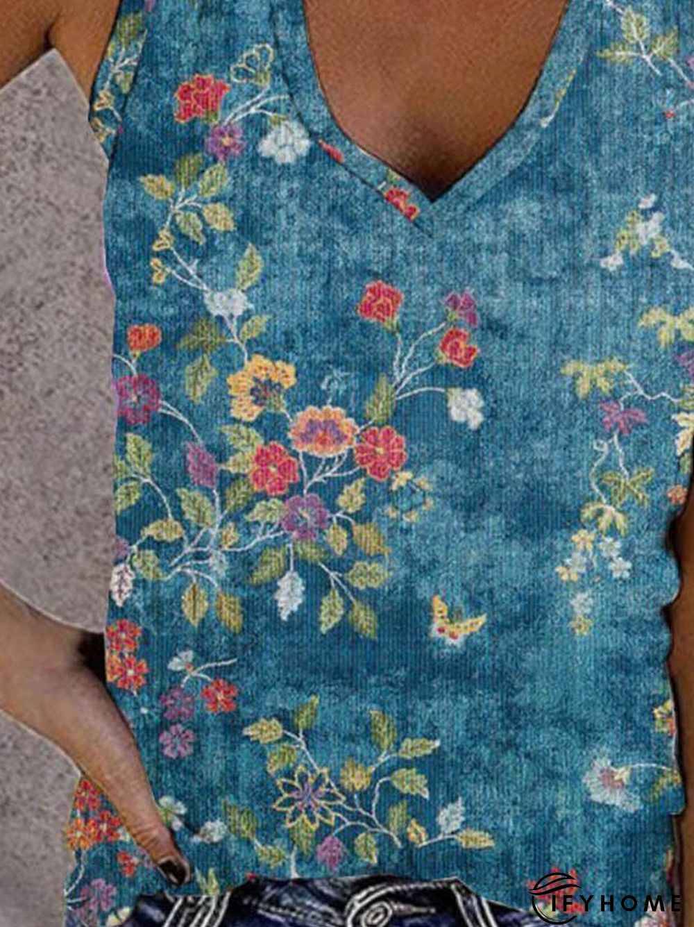 Boho V Neck Paisley Cotton-Blend Tank & Cami | IFYHOME