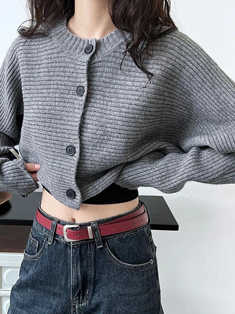 Literary Button Bat Sleeve Sweater Outerwear