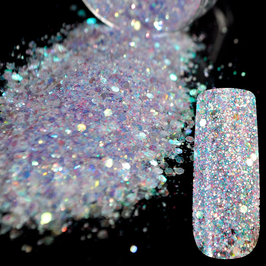 Snow White Glitter Nail Art Tool DIY Glitter Mix Manicure 3D Powder Small Pentagon Sequins Nail Supplies Decoration 270-Nail Inspo