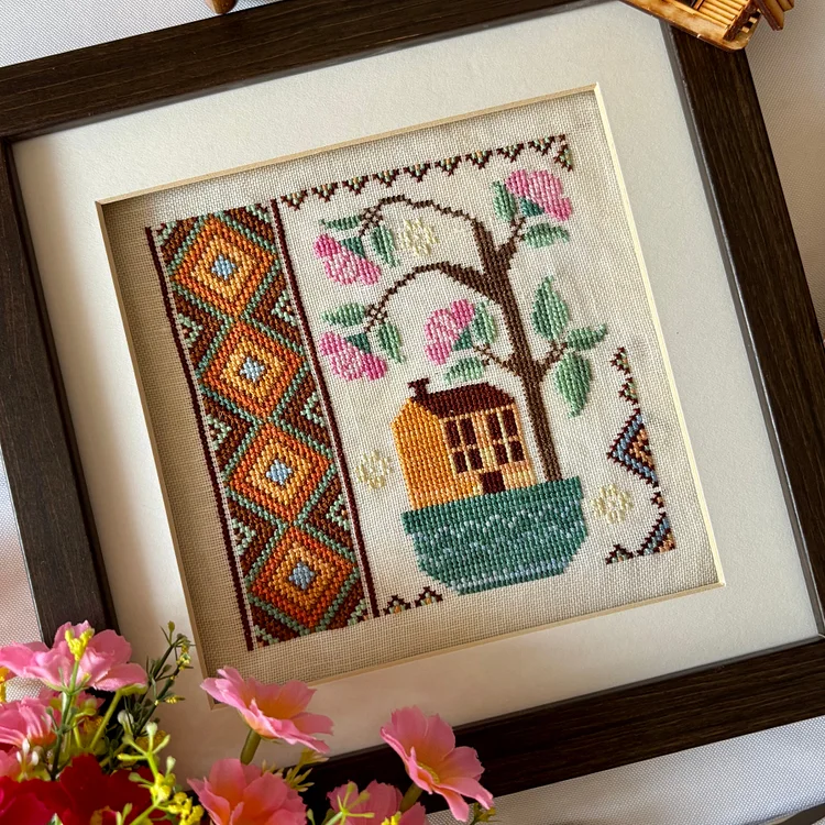 Rose Tree House Cross-stitch Chart