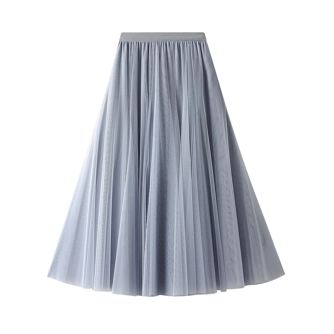 Nigikala Nigikala Long Yarn Skirt Half Dress Girl Autumn And Winter High Waist Long Net Yarn Skirt 100 Folding Skirt A Skirt Fairy Dress 8859