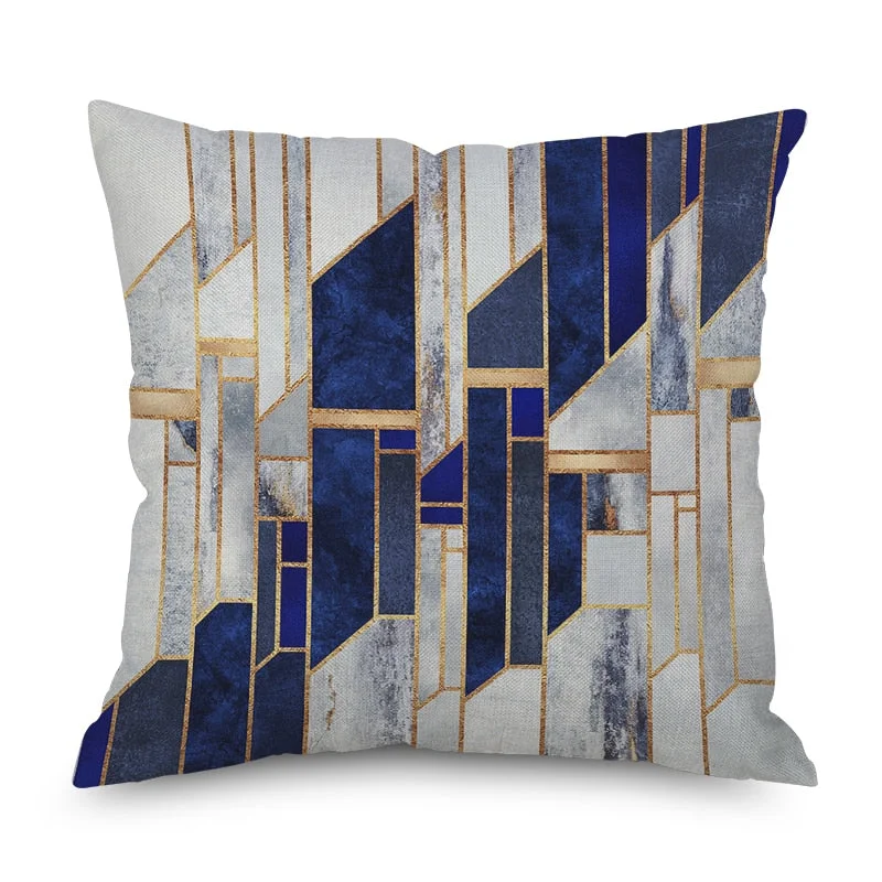 Nordic Marble Geometric Printed Cushion Cover Polyester Throw Pillow Cases for Sofa Car Black Home Decorative Pillowcase 45*45cm