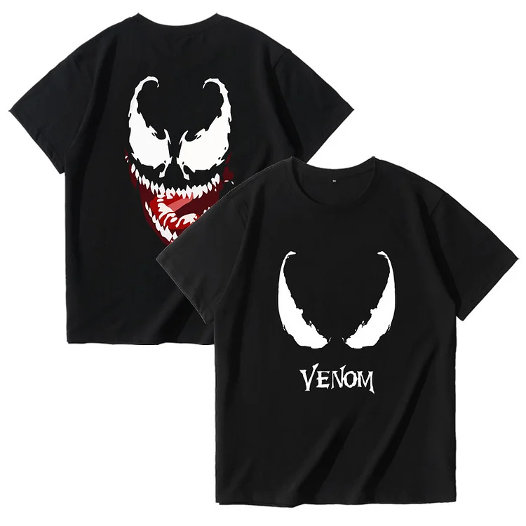 3D Venom Print Short Sleeve T-Shirt Cotton Loose Short Sleeves at Hiphopee