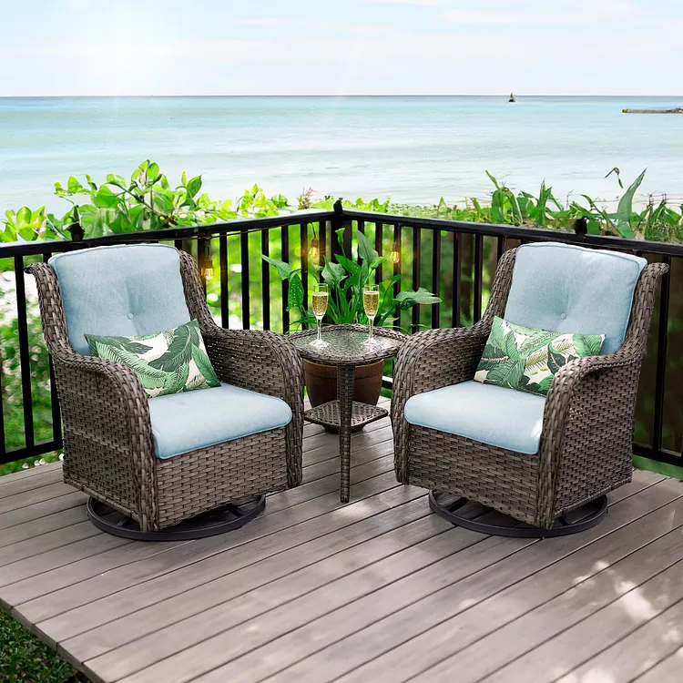 Outdoor Wicker Furniture Conversation Set, 3-Piece | JOYSIDE