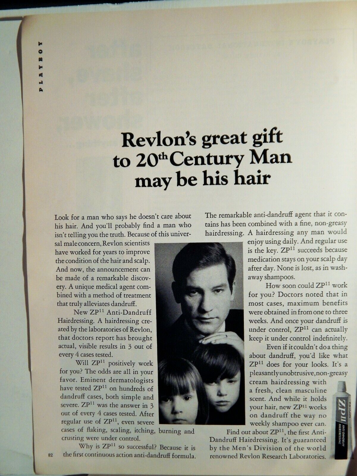 REVLON ZIP II ANTI-DANDRUFF HAIRDRESSING ORIG. VTG 1967 Photo Poster painting AD,