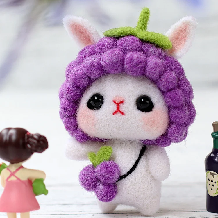 FeltingJoy - Bunny Needle Felting Kit - Grapes