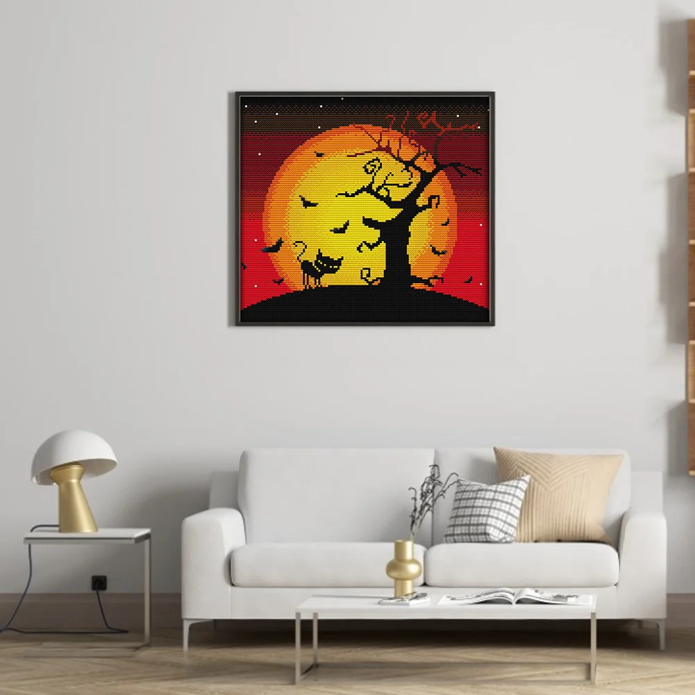 14CT Full Stamped Cross Stitch - Halloween(Canvas|31*29CM)