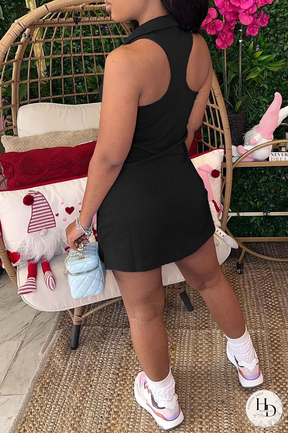 Black Sexy Solid Patchwork Turndown Collar Pencil Skirt Dresses