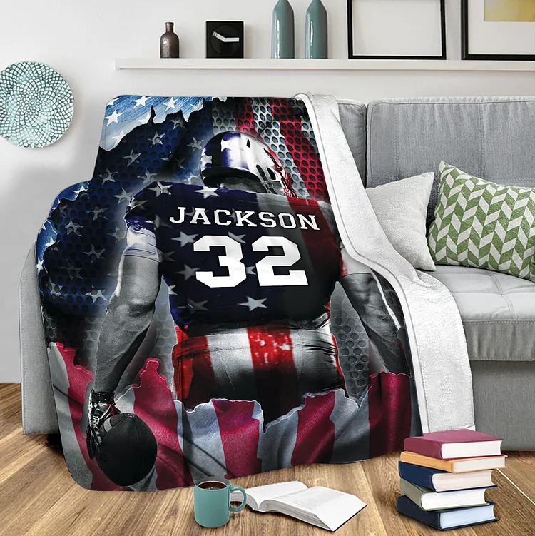 kustomball Football Blanket{Custom Name Blankets, Personalized Name
