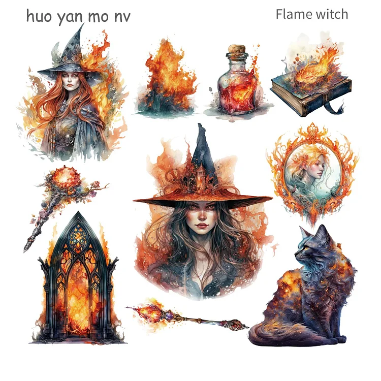 Witch Notebook Stickers, Gothic Notebook Sticker