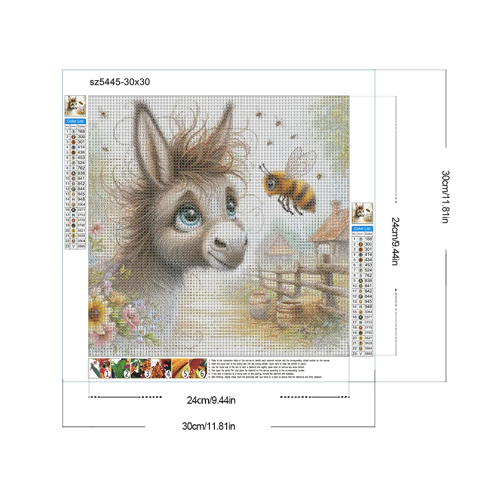 Diamond Painting - Full Round Drill - Donkey(Canvas|30*30cm)