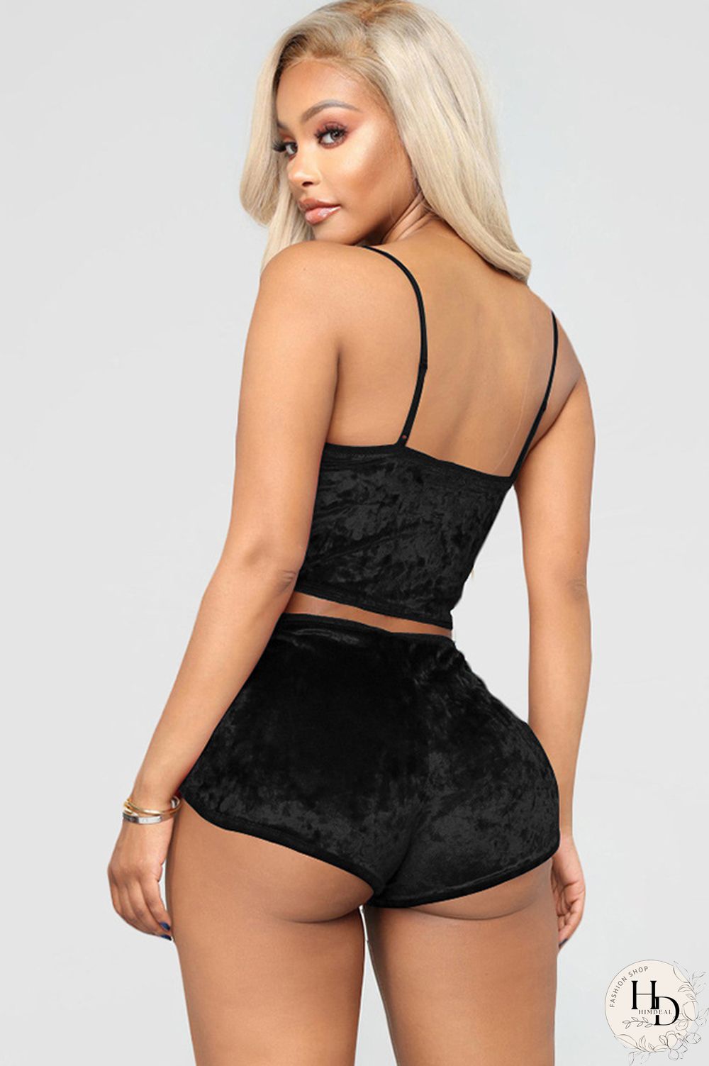 Pink Polyester Sexy Solid Two Piece Suits Straight Sleeveless