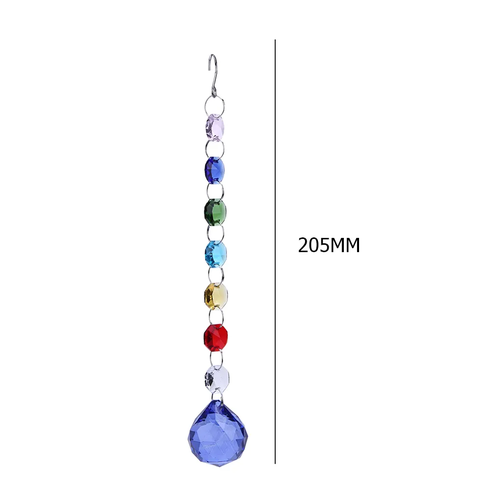 Hanging Crystal Ball Rainbow Prism Light Catcher Wind Chimes Decor (Blue)
