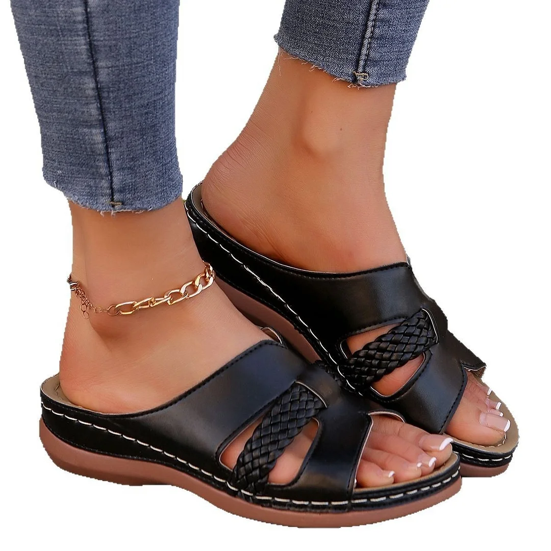 Breakj Breakj New Summer Women's Thick-Bottomed Slippers Large-Size Fish Mouth With Thick-Sed Slippers Women's Shoes