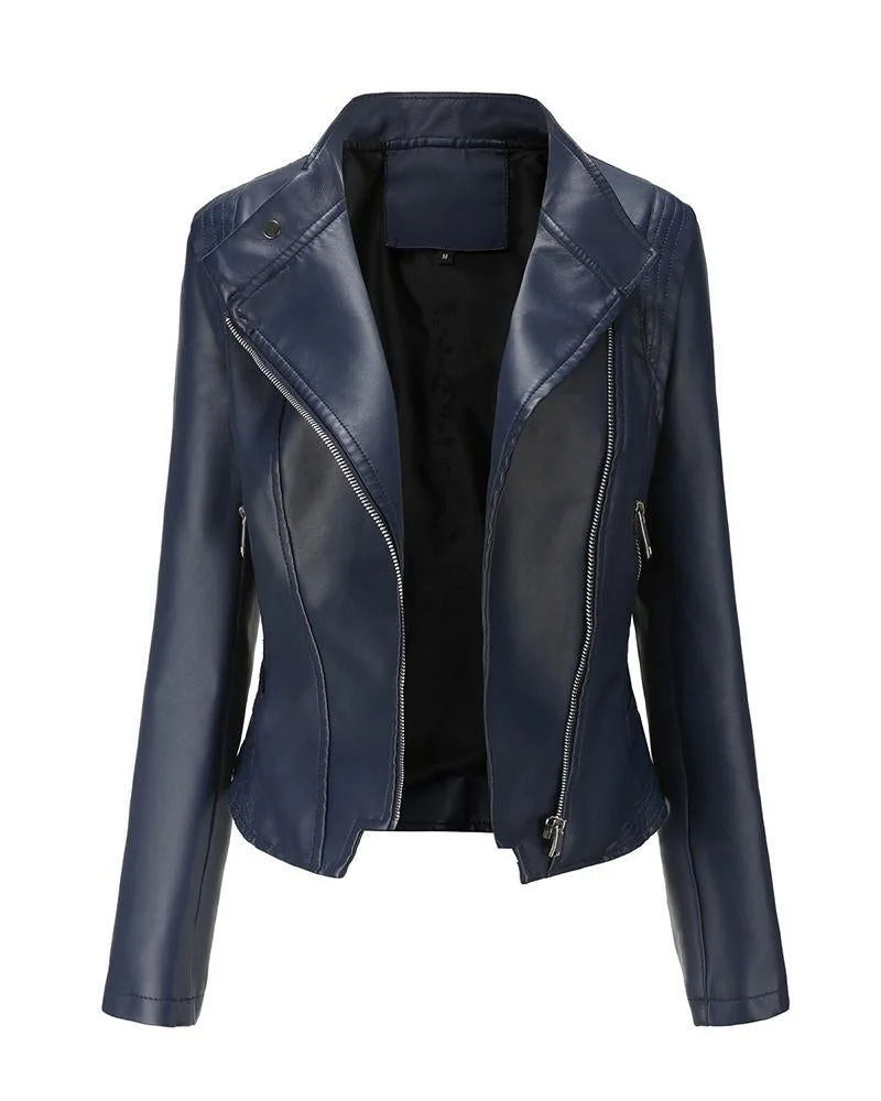 Women's casual leather jacket coats-120304