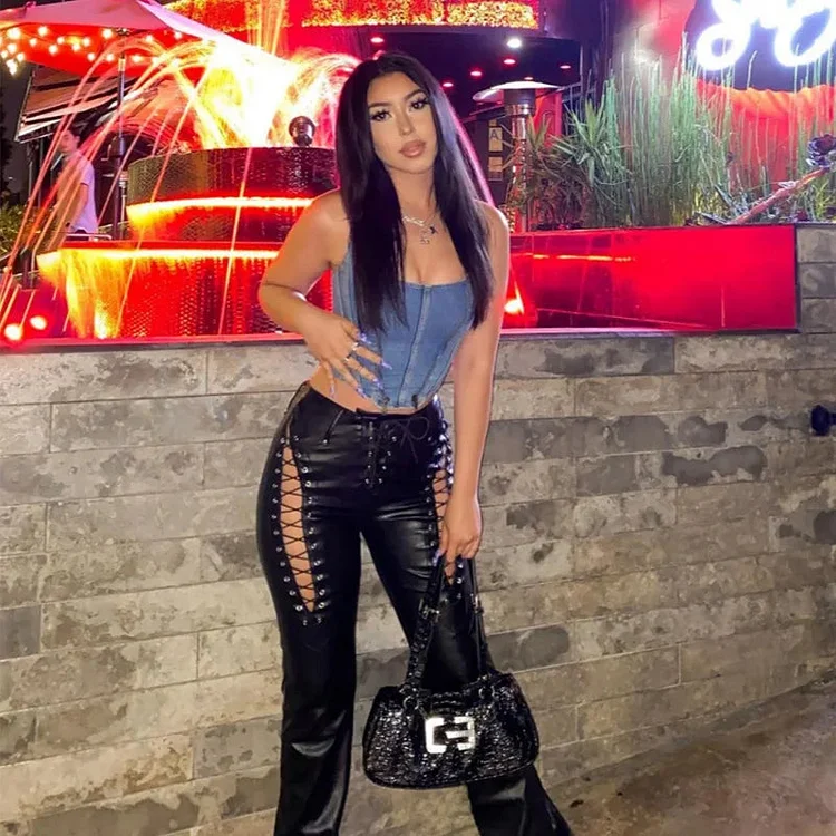 High Waist PU Leather Gothic Pant