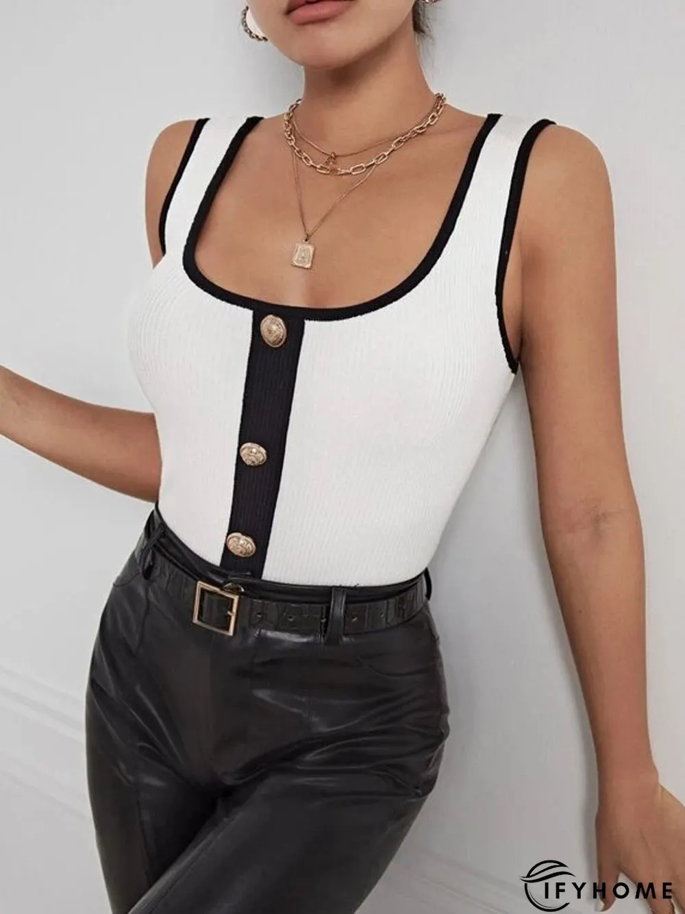 Casual Square Neck Tight Tank Top | IFYHOME