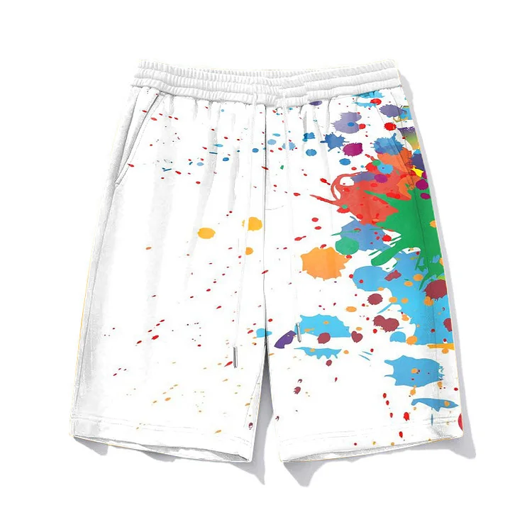 Watercolor Splash Ink Men's Plus Size Personalized Print Shorts