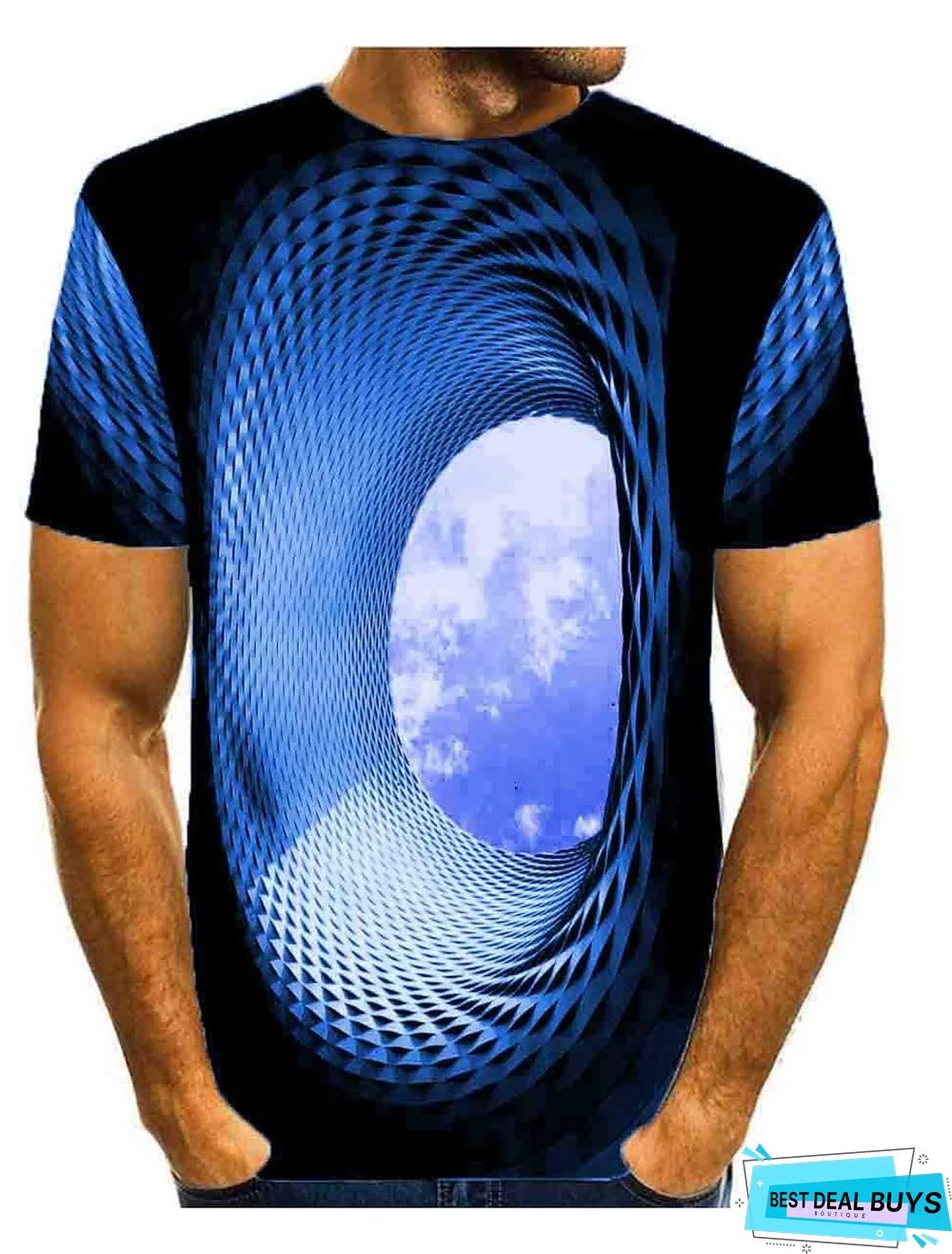 Men's T-shirt Graphic Optical Illusion Print Short Sleeve Daily Tops Basic Round Neck