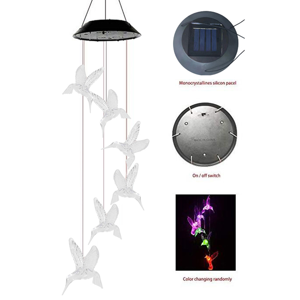 

Solar LED Color Changing Wind Chime Hummingbird Pendant-Solar Light, 501 Original