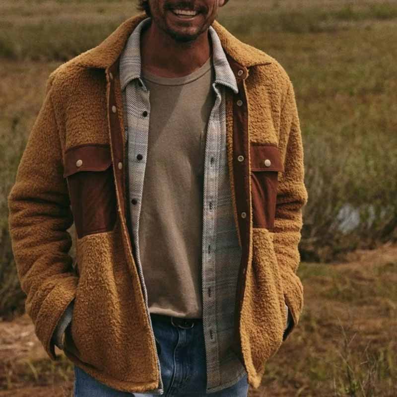 Vintage Lambswool Clash Color Collage Mens Jacket Coat Coat