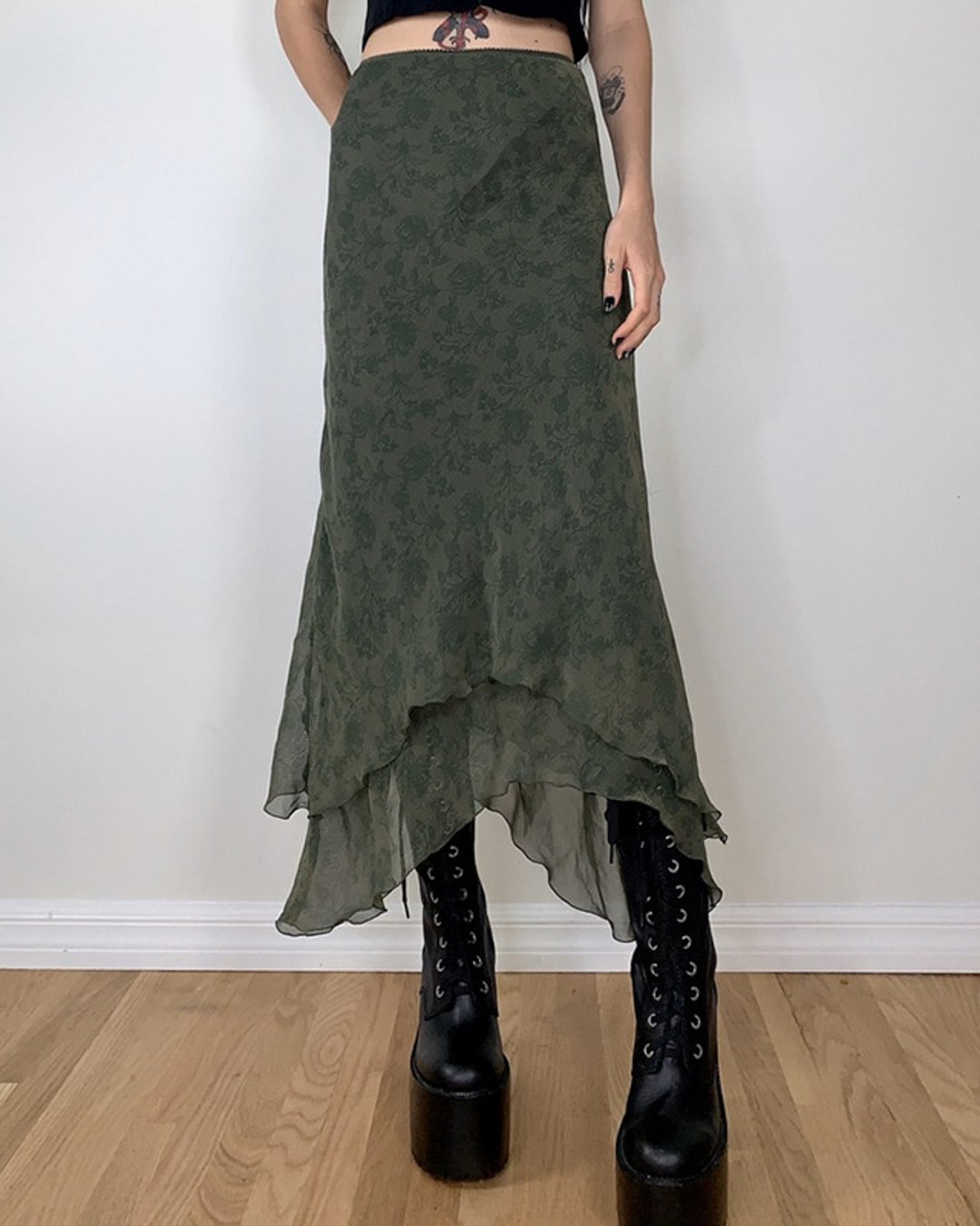 Fashionv-Vintage Irregular Stitched Mesh Skirt