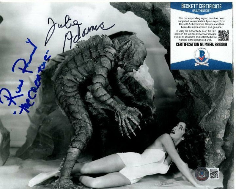 Julie adams and ricou browning signed 8x10 black lagoon Photo Poster painting beckett bas