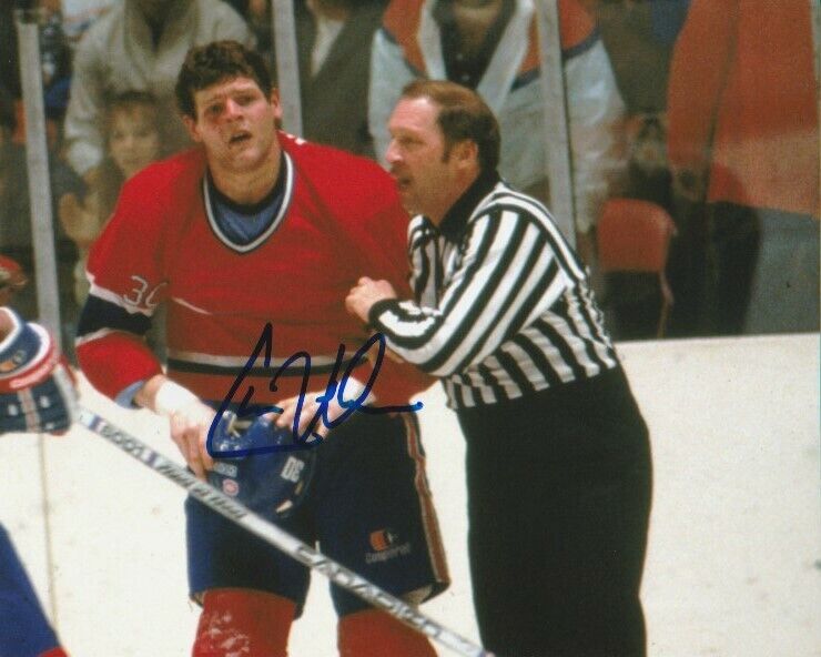 VINTAGE CHRIS NILAN SIGNED MONTREAL CANADIENS 8x10 Photo Poster painting #2 Autograph