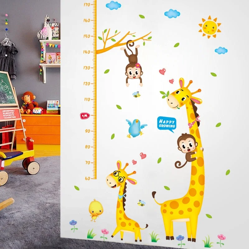New Giraffe and Monkey Wall Stickers Height Ruler Measure Children's Room Kids Room Nursery for Party Decoration Cute Animals