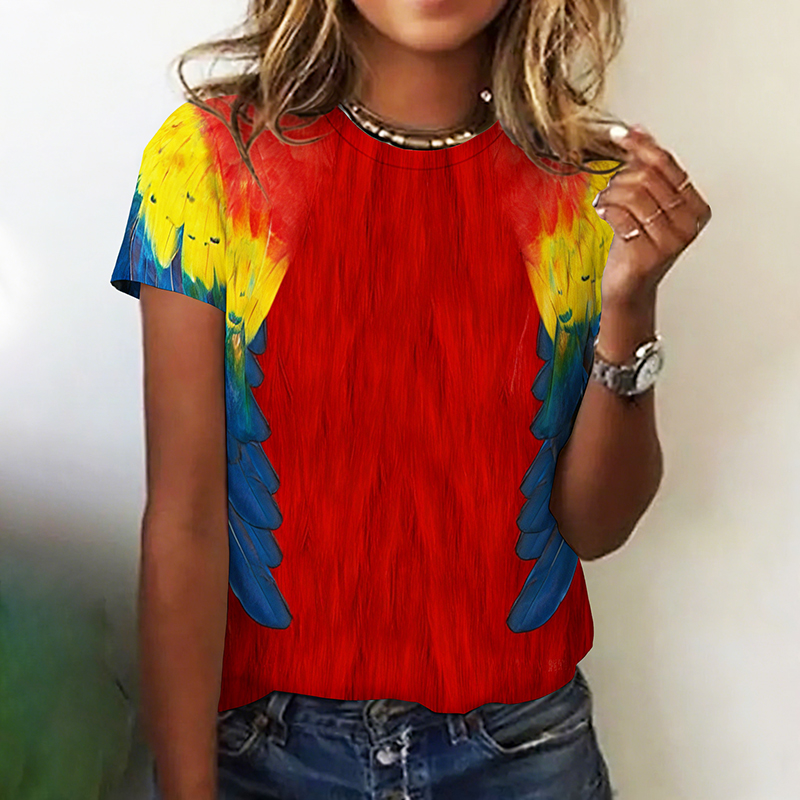 Women's Venezuelan Parrot Print Crew Neck Short Sleeve T-shirt artswardrobe