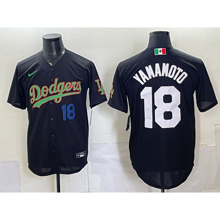 Youth Los Angeles Dodgers #18 Yoshinobu Yamamoto Black Mexico Jersey Q7U6