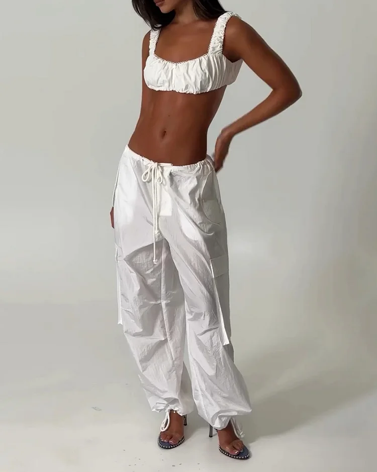 Women's solid color workwear trousers and vest suit