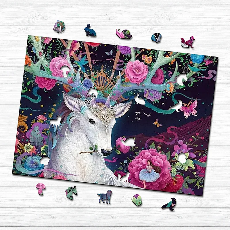 Jeffpuzzle™-JEFFPUZZLE™ Enchanted Deer Wooden Puzzle