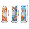 3Pcs Special Shape Cat and Flower Diamond Painting Art Bookmark with Pendant