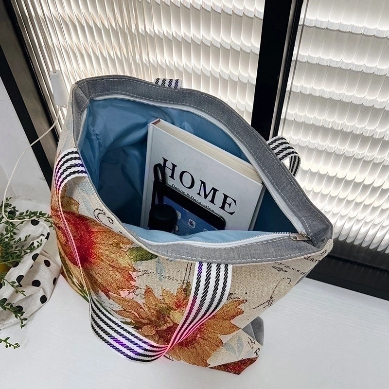 Women’s Vintage Style Flower Canvas Shopping Bags