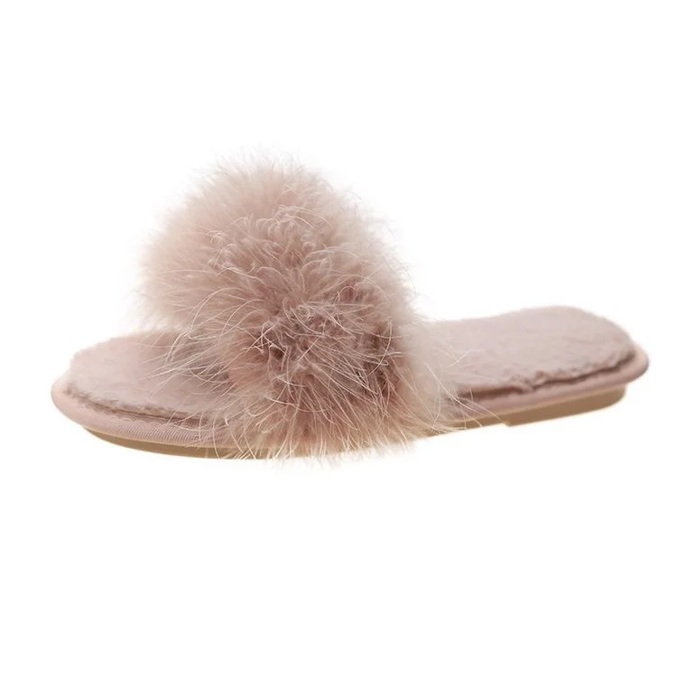 Wongn Wongn Cool Slippers Female Wear Ins Autumn Winter New Korean Version Of Fashion Casual Fire Chicken Feather Word Cool Drag Female