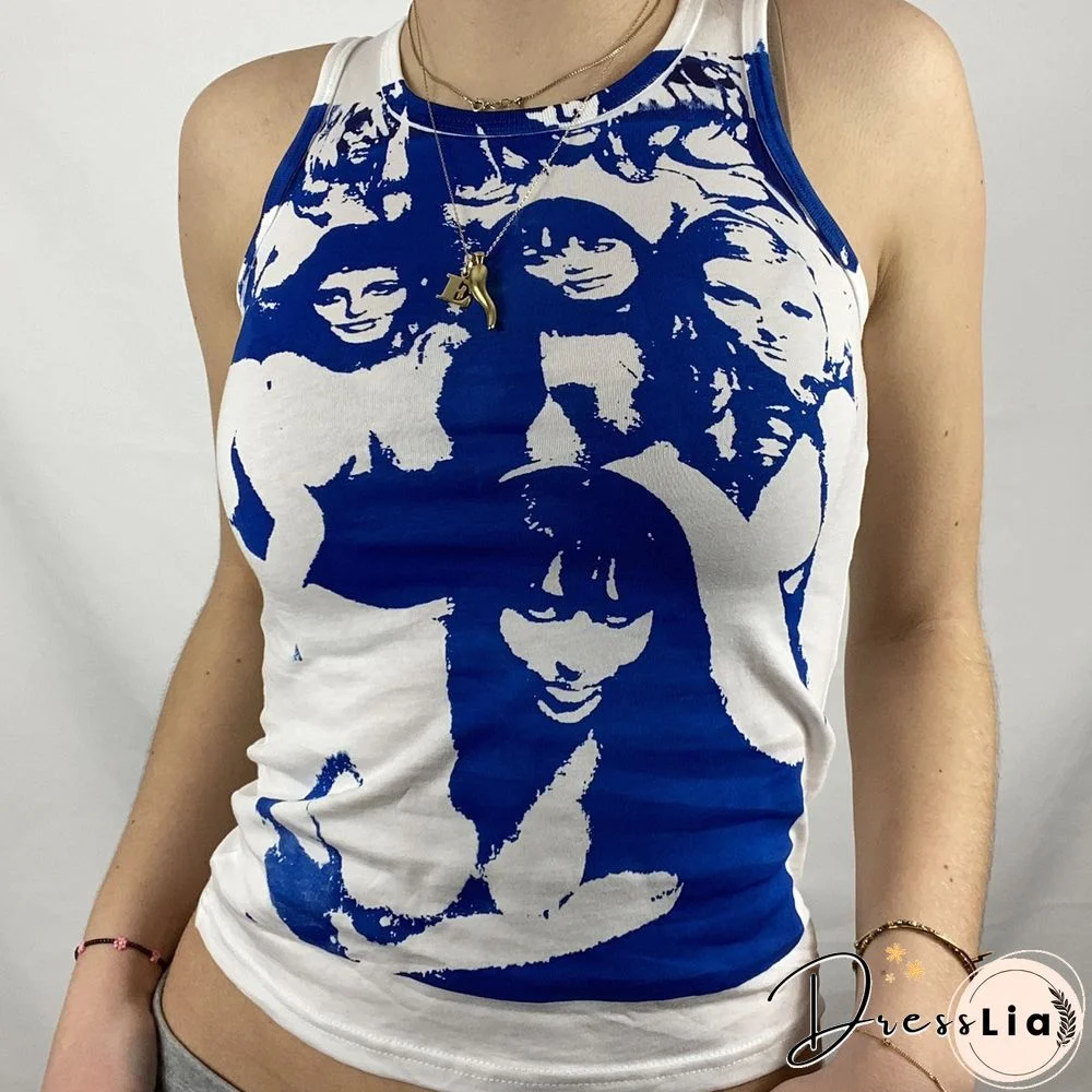 Vintage Girl Graphic Crop Tank Top