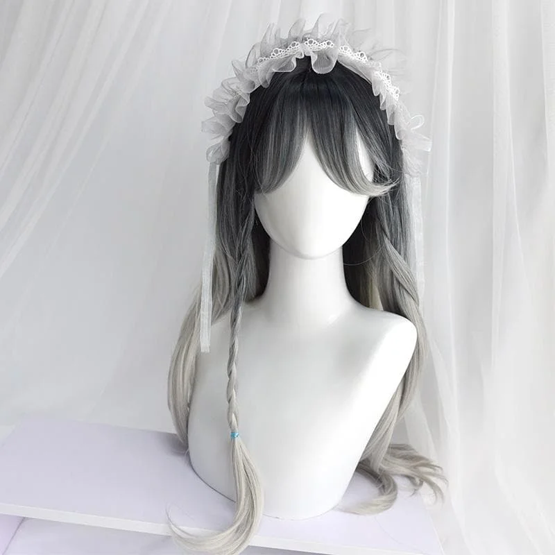 [Reservation]Pastel Black-Grey Long Curl Lolita Wig SP13729