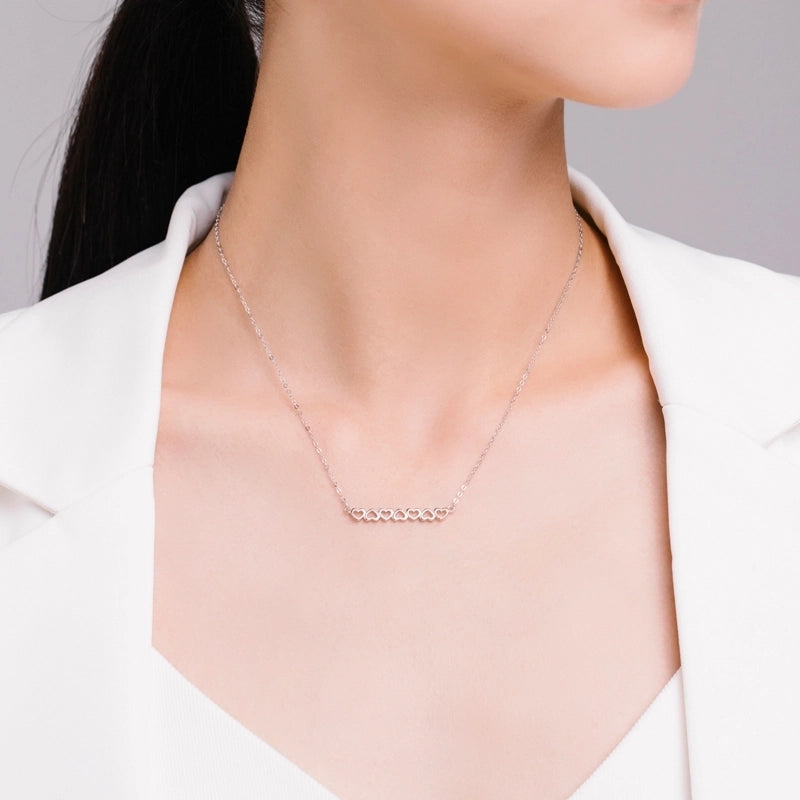 925 Sterling Silver Cable Chain Plating Hollow Out Heart Shape Necklace