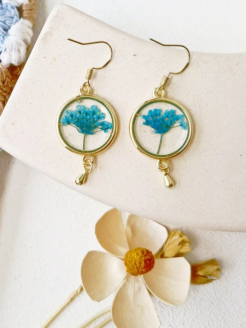 Real Queen Annes Lace Flower Earrings