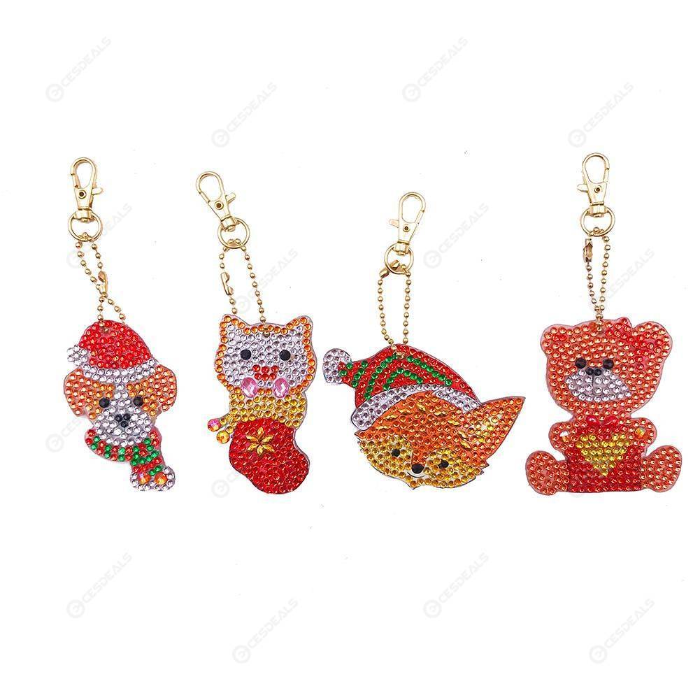 

4pcs Xmas Animal-DIY Creative Diamond Keychain, 501 Original