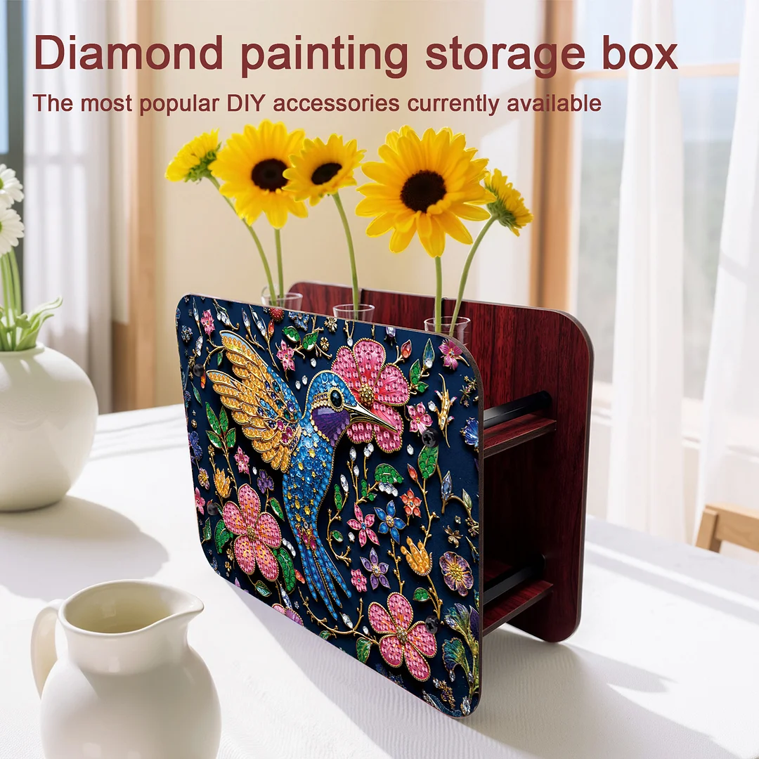 Hummingbird DIY Flower Vase Wooden Double Sided Desktop Diamond Art Kit Decor