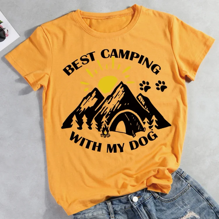 est camping with my dog  Pet Animal Lover T-shirt Tee -012001-CB