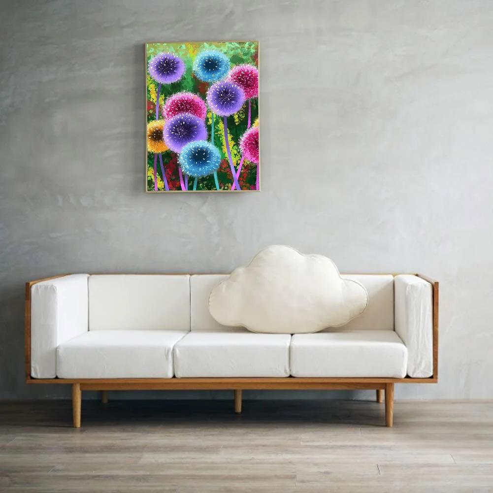 5D DIY Diamond Painting Kits Full Round Drill Color Dandelions Mosaic Craft