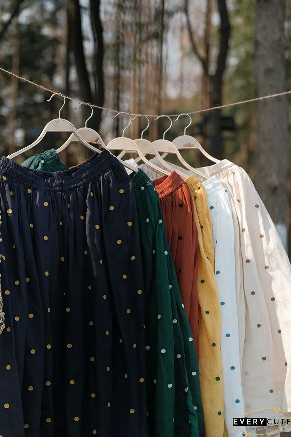 Literary Retro Cotton and Linen Double Skirt
