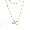 14K Rose Gold Toi et Moi Heart Shape Pendant Necklace with Round Lab Dimaond Pave