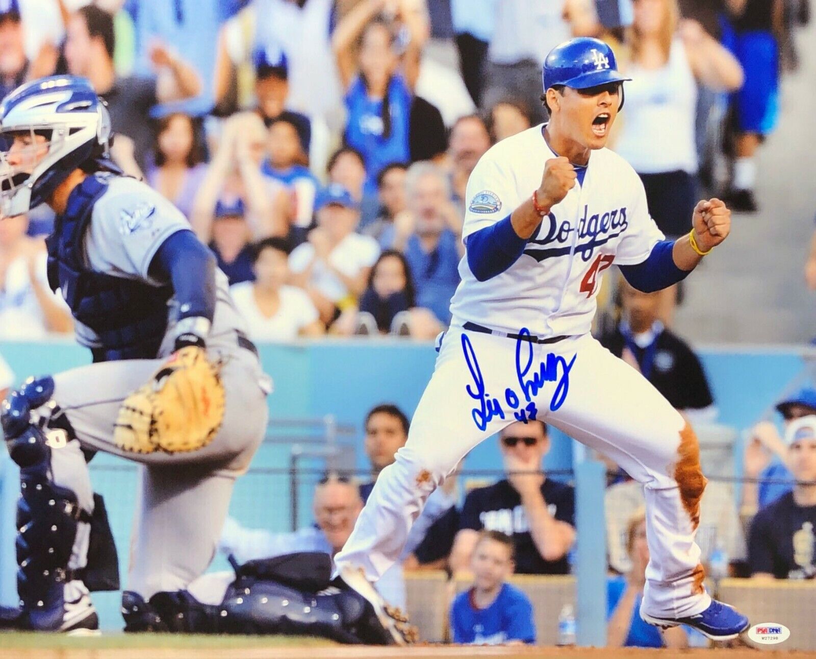 Luis Cruz Signed Los Angeles Dodgers Baseball 16x20 Photo Poster painting PSA W27298