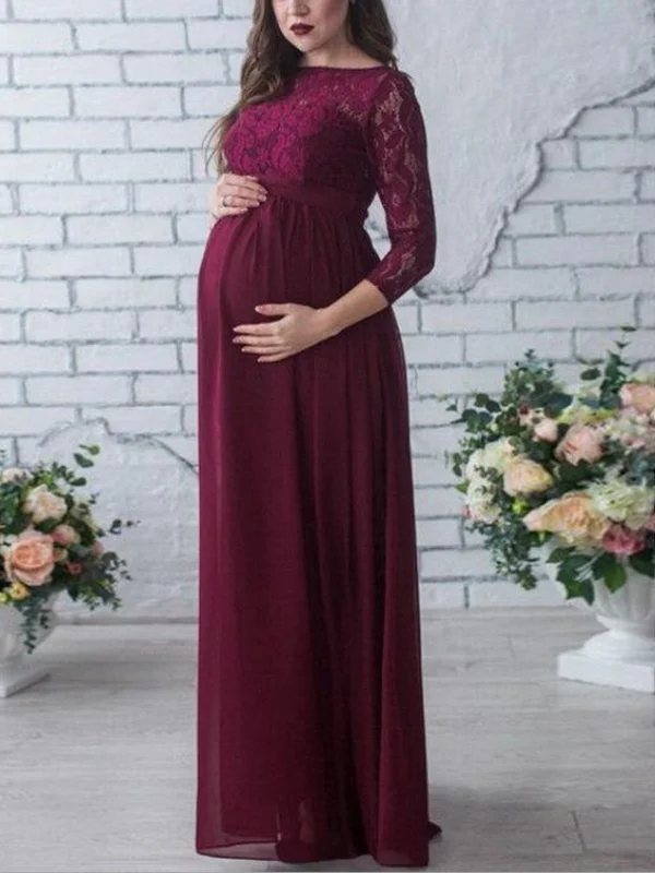 Maternity Lace Loose Trailing Maxi Dress